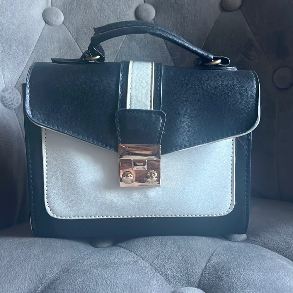 Black and white mini purse.